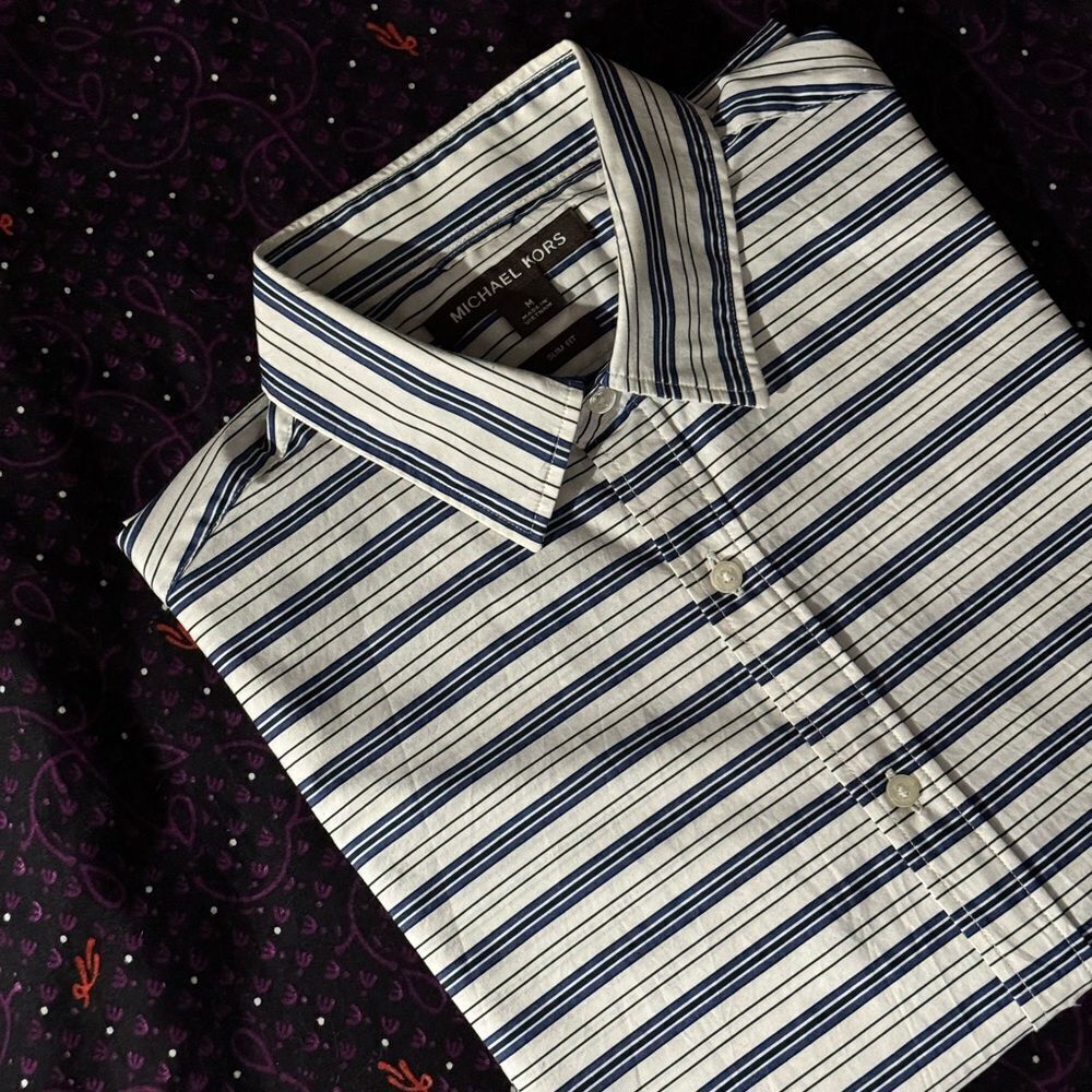 MICHAEL KORS MEN’s SLIM-FIT STRETCH STRIPE SHIRT M - Picture 12 of 12